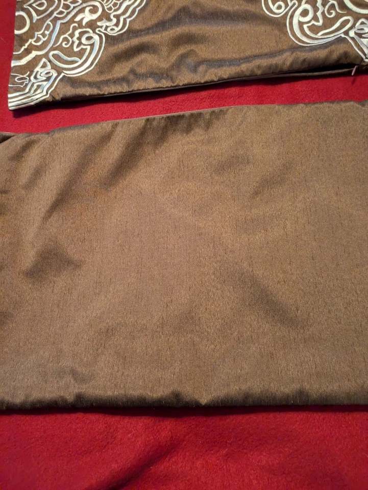 Surya  Pair Decorative Accent Throw Pillow Covers Brown /White Embroidery - Image 3 of 4