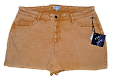 Ava Viv Cut-Off Mid-Rise Midi Shorts Women's 18Wx4" Plus Mustard Stretch NWT