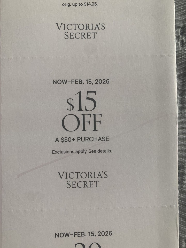 New set of three Victoria's Secret Pink Coupons Now thru February 15