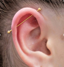 16G 14G 1.5" 38mm GOLD TITANIUM EAR INDUSTRIAL PIERCING BARBELL EARRINGS Ring