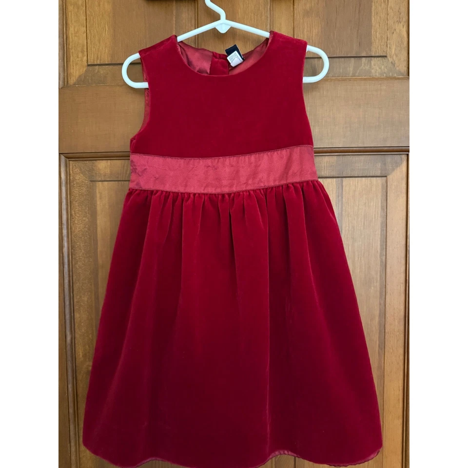 Vestido de fiesta de terciopelo Baby Gap para niñas pequeñas 4T rojo Navidad Navidad Foto 2 de 4