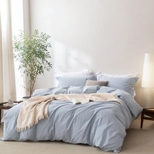 Pinstripe Duvet King 104" x 90" Stripe Cornflowerbule-white no Comforter 