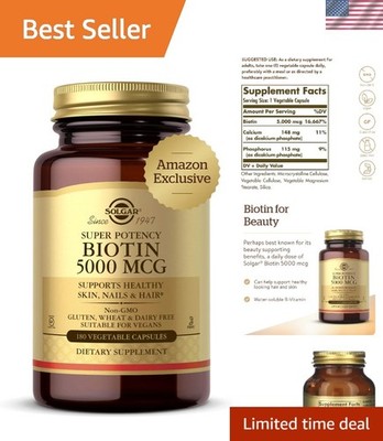 Achieve Radiant Hair, Skin & Nails with Biotin 5000 mcg - 180 Non-GMO Capsules
