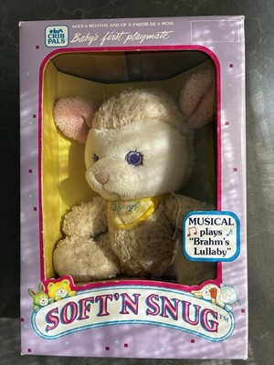 Vintage Musical Lamb Soft'N Snug Lovable Crib Pal That Plays ''Brahm's L'ullaby''