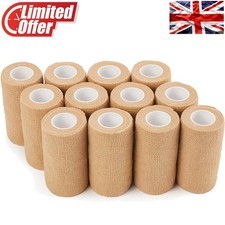 Cohesive Bandage Wrap 4" x 5 Yards - 12 Rolls, Painless Removal for First Aid