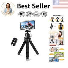 Mini Travel Tripod with Wireless Remote Flexible Design for Phones Cameras