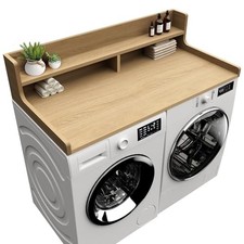 Washer Dryer Countertop, 54" x 27.55" 2-Tier Washer Dryer Topper with Oak
