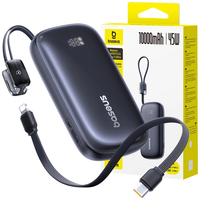 Baseus Powerbank 10000Mah 45W USB-C USB-A Abnehmb Kabel FüR Iphone