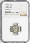 1897-O 10c Barber Dime NGC VG Details Damaged Better Date New Orleans