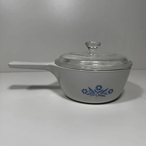 Vtg Corning Ware Cornflower Blue P-89-B 2.5 Cup Spout Saucepan Pyrex P-81-G Lid