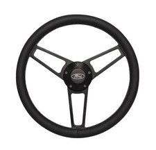 Grant Steering Wheel, 13.75 in Diameter, Flat, 3-Spoke, Black Leather Grip, F...