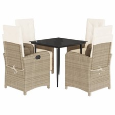 Patio Dining Set with Cushions Outdoor Furniture Beige Poly Rattan vidaXL