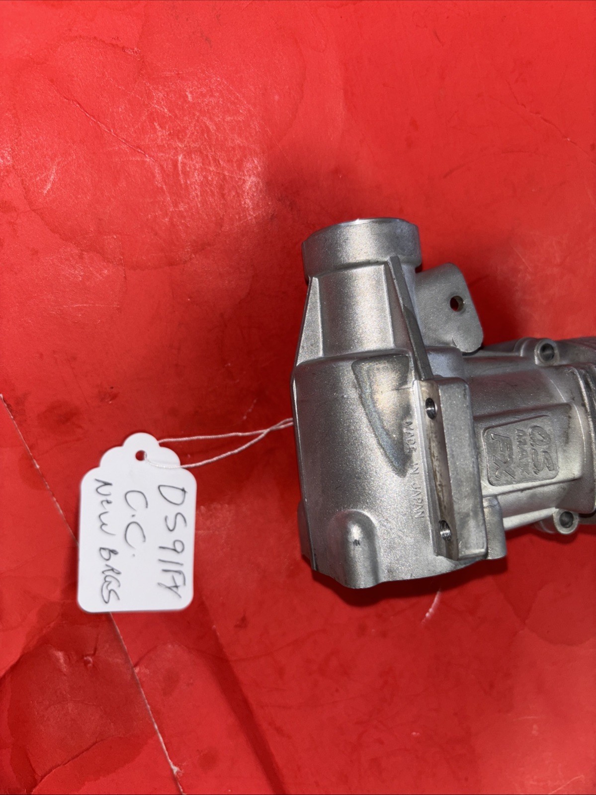 OS 91 FX CRANKCASE USED WITH NEW BEARINGS.