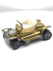 Vintage 1968 Hot Wheels Redline Hot Heap Gold USA White InT.  BASE FACTORY ERROR