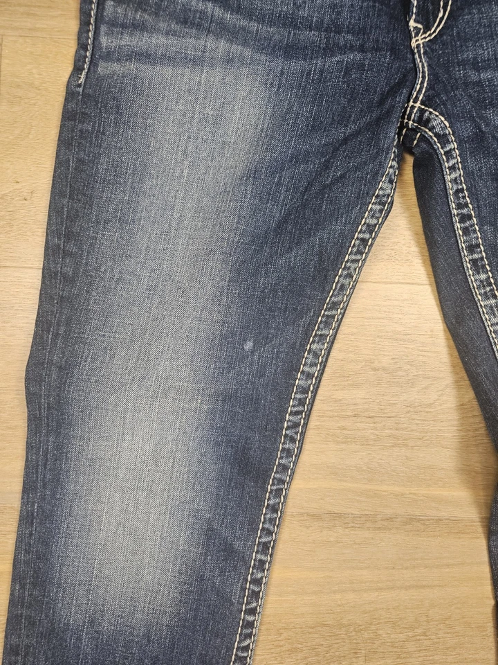 Y2K Bootcut Jeans Damen Gr.44/46 Silver Jeans Damen Blau Bestickt Slim Fit - Bild 4 von 4