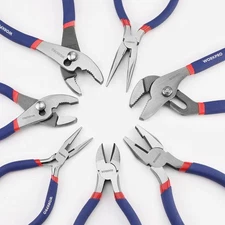 7-piece WORKPRO Pliers Set with Groove Joint, Long Nose, Slip Joint, Linesman,