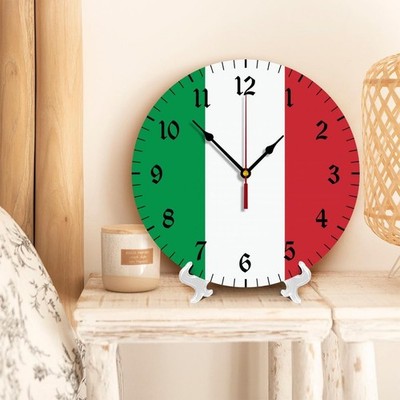 Italy Flag Wall Clock 12'', Silent Non Ticking Clocks Decor for Office Kitchen