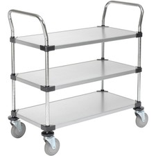 Galvanized Steel Utility Cart 3 Shelves 36x24x38