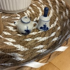 Delfts Blue Windmill Tea Pot and Bell Set 1.5
