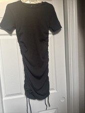 Zara Black Ruched Mini Dress Sleeveless, Size Medium