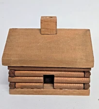 LOG CABIN INCENSE BURNER 4'' X 3 3/8'' Rustic Wood