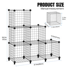 Wire Grid Storage Cubes Modular DIY Shelving Unit Metal Mesh Bookcase Rack UK