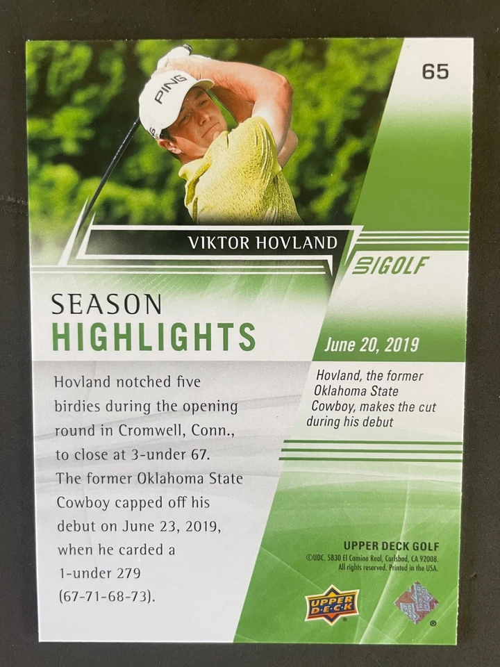 2024 Upper Deck - Debuts :Victor Hovland #65 (RC) - Image 2 of 2