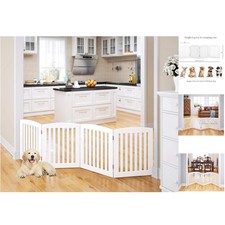 Extra Wide Wooden Pet Gate - 24" Height, Z-Folding Design for Versatile Use