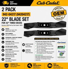 Cub Cadet 22" Blade Set 942-04217 42" Timed Deck LTX1042 i1042 ZTT42 2PK