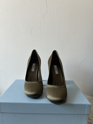 PRADA Olive Silk Pump Lightning Heel Women's US 6 EU 36 Fall