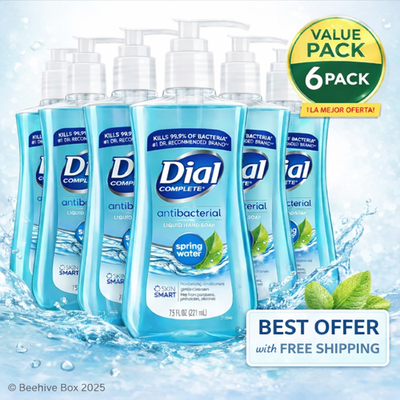 #ad Dial Antibacterial Liquid Hand Soap Spring Water 7.5oz Blue 6 Pack $23.99