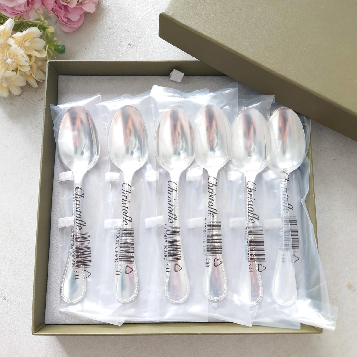 Christofle Perles Flatware-Spoon Antique US Silver-Plated Flatware
