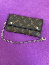 Auth Louis Vuitton Monogram Macassar Portefeuille Ron Trifold Long Wallet M60168
