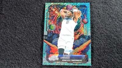 2025-26 Topps Chrome Cosmic Anthony Edwards Aqua Shimmer Propulsion 144/199