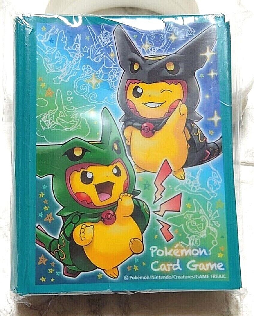 Pokemon Card Game Deck Shield Rayquaza Poncho Pikachu 62 Sleeves Japan NEW