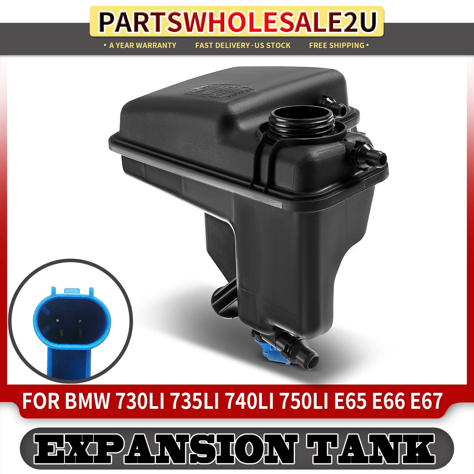 Pressurized Coolant Reservoir w/ Sensor for BMW E65 745i 750i 760i E66 ...