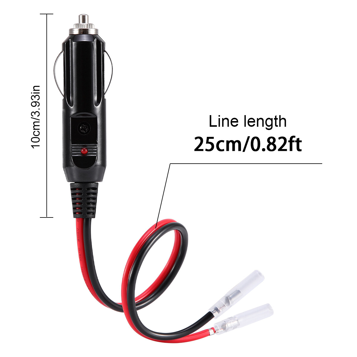 2 PACK Fused 12V ~ 24V Male Car Cigarette Lighter Plug Socket Connector Cable