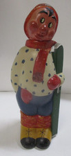 Vintage Painted Glass Skier Figurine Italian Wine Bottle - Empty