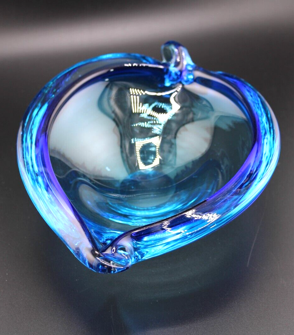 MURANO ARCHIMEDE SEGUSO ムラノ ブルー グラス Archimede Seguso Murano Blue Leaf Art Glass Bowl Mid-Century