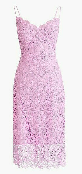 J. Crew Sz 10 L Spaghetti-strap dress in guipure lace color flamingo   | eBay
