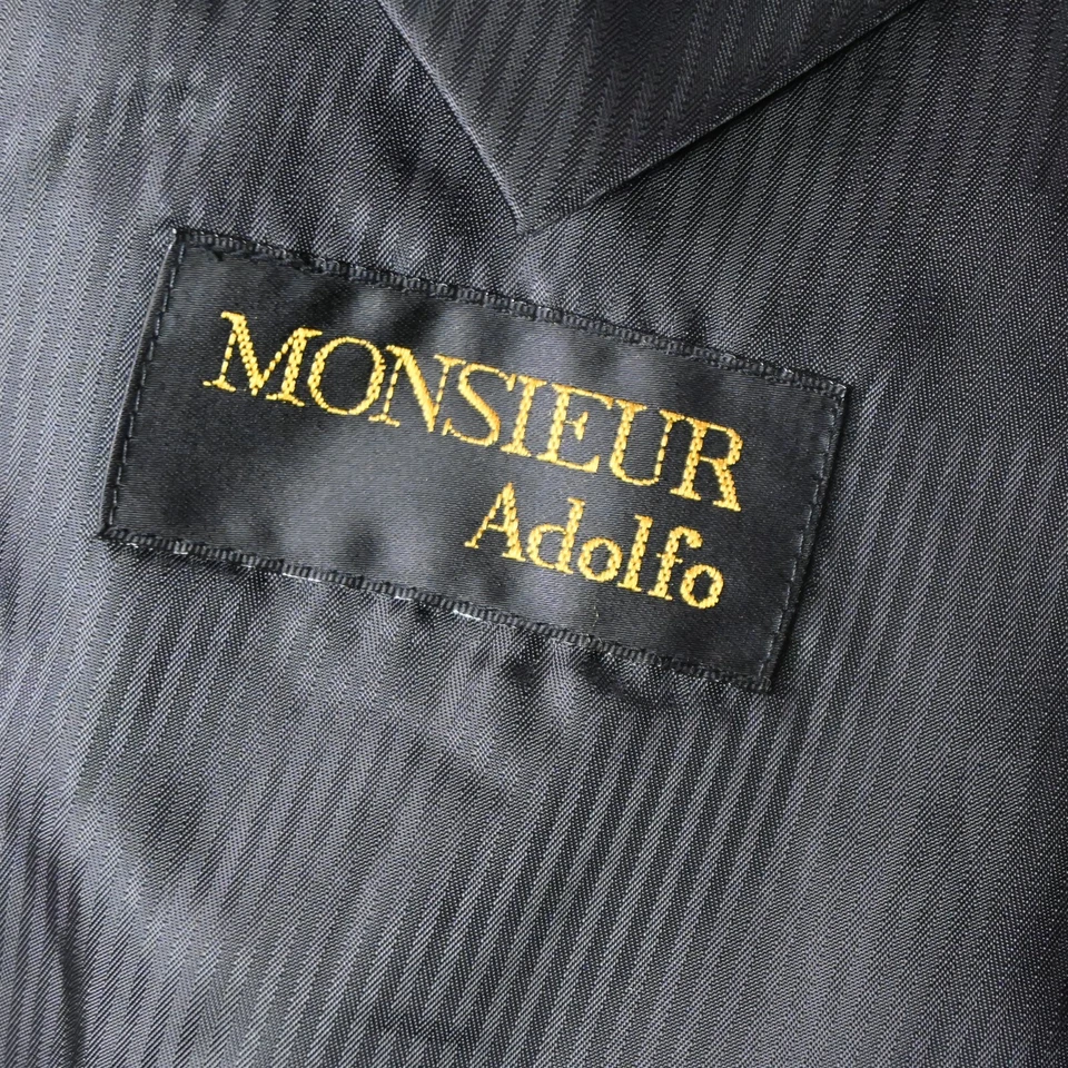 Chaqueta Blazer Abrigo Deportivo Monsieur Adolfo 44R Negra Ancha Pana Ballena Para Hombre Foto 4 de 4