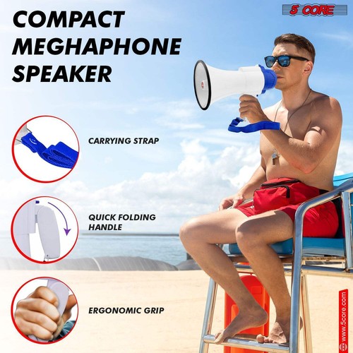 30W Megaphone Bullhorn with Siren & Recording – 800 Ft Range, Portable Loudspeak - Picture 7 of 11