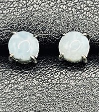 New Condition Sterling Silver Larimar 6MM Stud Earrings 925 Genuine