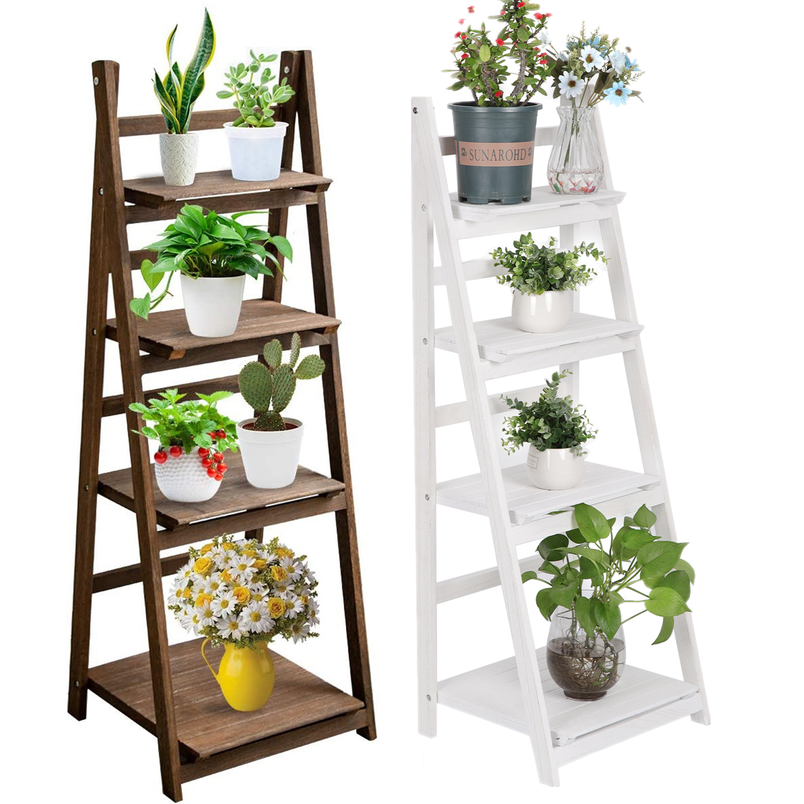 4 Tier Plant Stand Ladder Rack Display Shelf Storage Foldable Bookshelf Holder