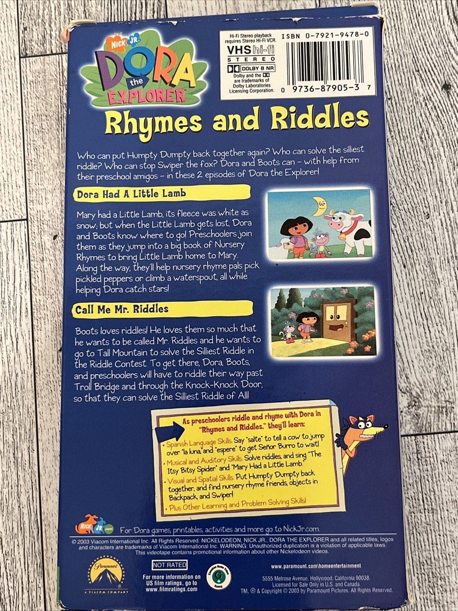 DIRECTV1999~2000年10冊セット Dora the Explorer - Rhymes and Riddles (VHS, 2003) Boots