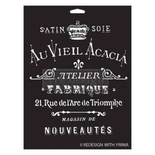 Re-Design Prima, Finnabair, Decor Stencil, Satin Soie, French signage, Antique L