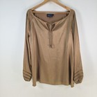 Jones New York womens blouse top size XL brown stretch long sleeve 110800