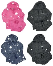 Victoria's Secret Pink Cozy Soft Full Zip Hoodie Boxer Shorts Pajamas Logo NWT