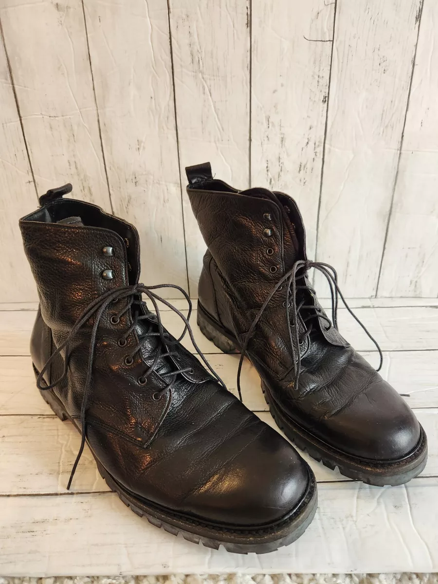 MENS NICE JENNY B BOOTS BLACK SOFT LEATHER SHEARLING MEASURES 13