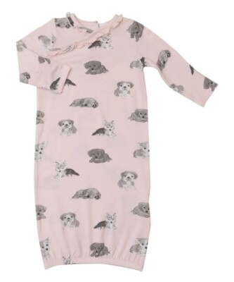 Angel Dear :Baby Girl Pink Puppies One Piece Kimono Gown Size 0-3 Month NEW